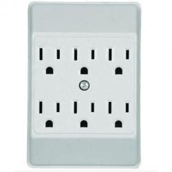 GROUNDING TAP 6 OUTLET 15A 125V WH