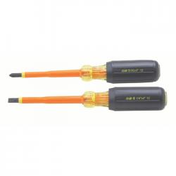 2-PC INSULATED CUSHION-GRIP SCREWDRIVER SET #2 PHILLIPS 1/4IN SLOTTED