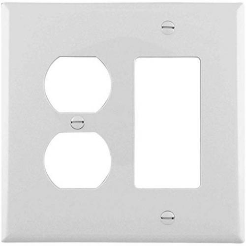 WALLPLATE 2G DUP/DECO COMBO POLY MID WH