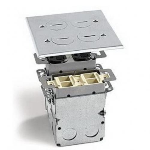 QUAD BOX W/ DUPLEX &amp; 4-PORT COM DEVICE BRASS